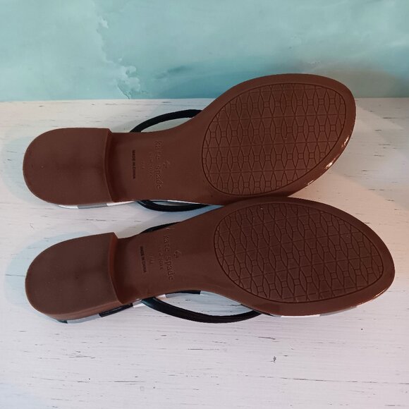 EUC ~ KATE SPADE NY BLACK MYSTIC GINGHAM BLACK/WHITE/GRAY BOW THONG SANDAL SZ 8 - Picture 4 of 5